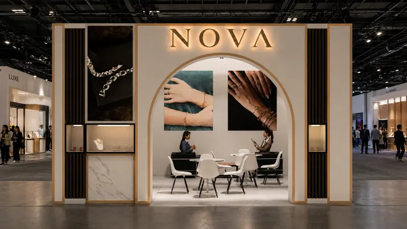 Nova Jewellery fuar standı konsept render