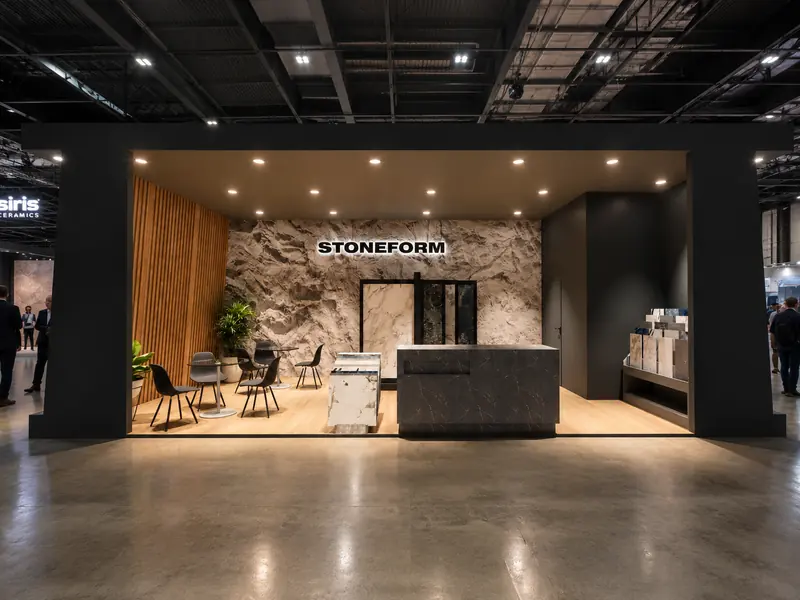 Stoneform fuar standı konsept render